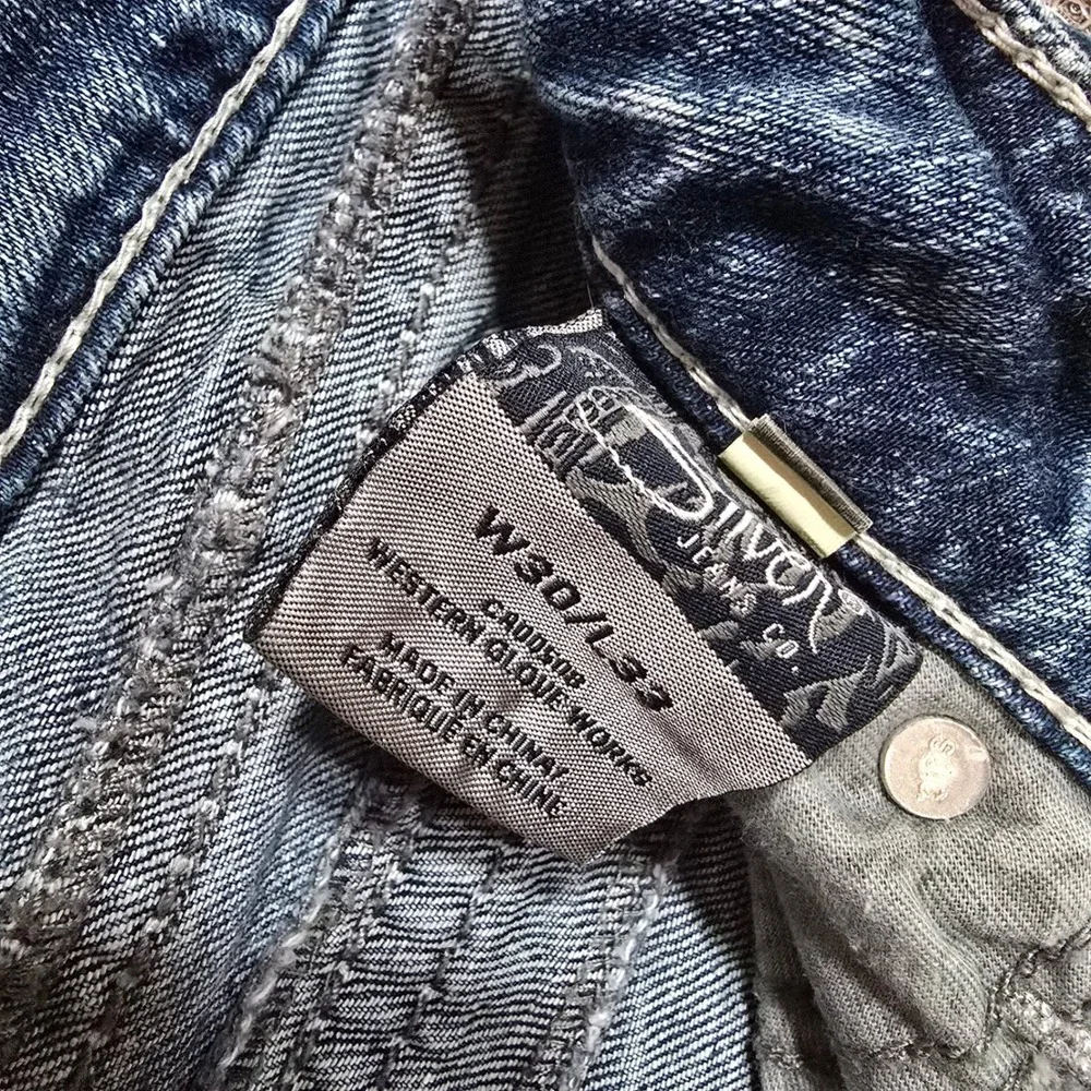 Silver Jeans Co Suki Mid Slim Bootcut Blue Denim Braided Seam W30 L33